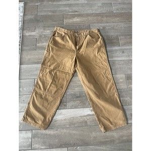REI Bucksaw Logger 40x30 Tan Beige Canvas Double Knee Outdoor Pants